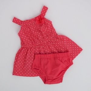 Koala Kids Bright Coral Polka Dot Dress - 3M